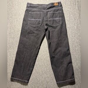 Risk Jean Co Vtg Jeans Mens 40x32 black gray baggy grunge purple stitching Y2K